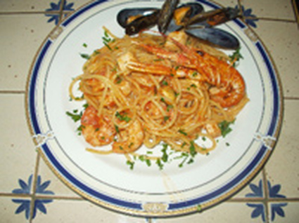 Recette de spaghetti au saumon et fruits de mer