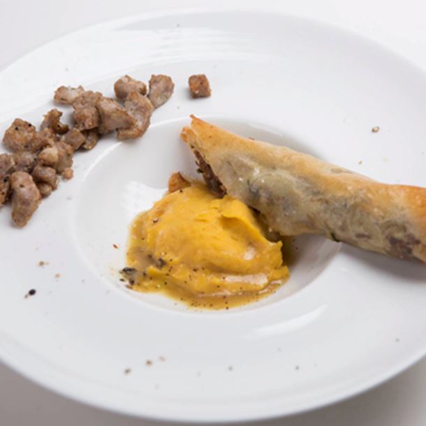 Recette cassoulet en nem au foie gras et purée de tarbais